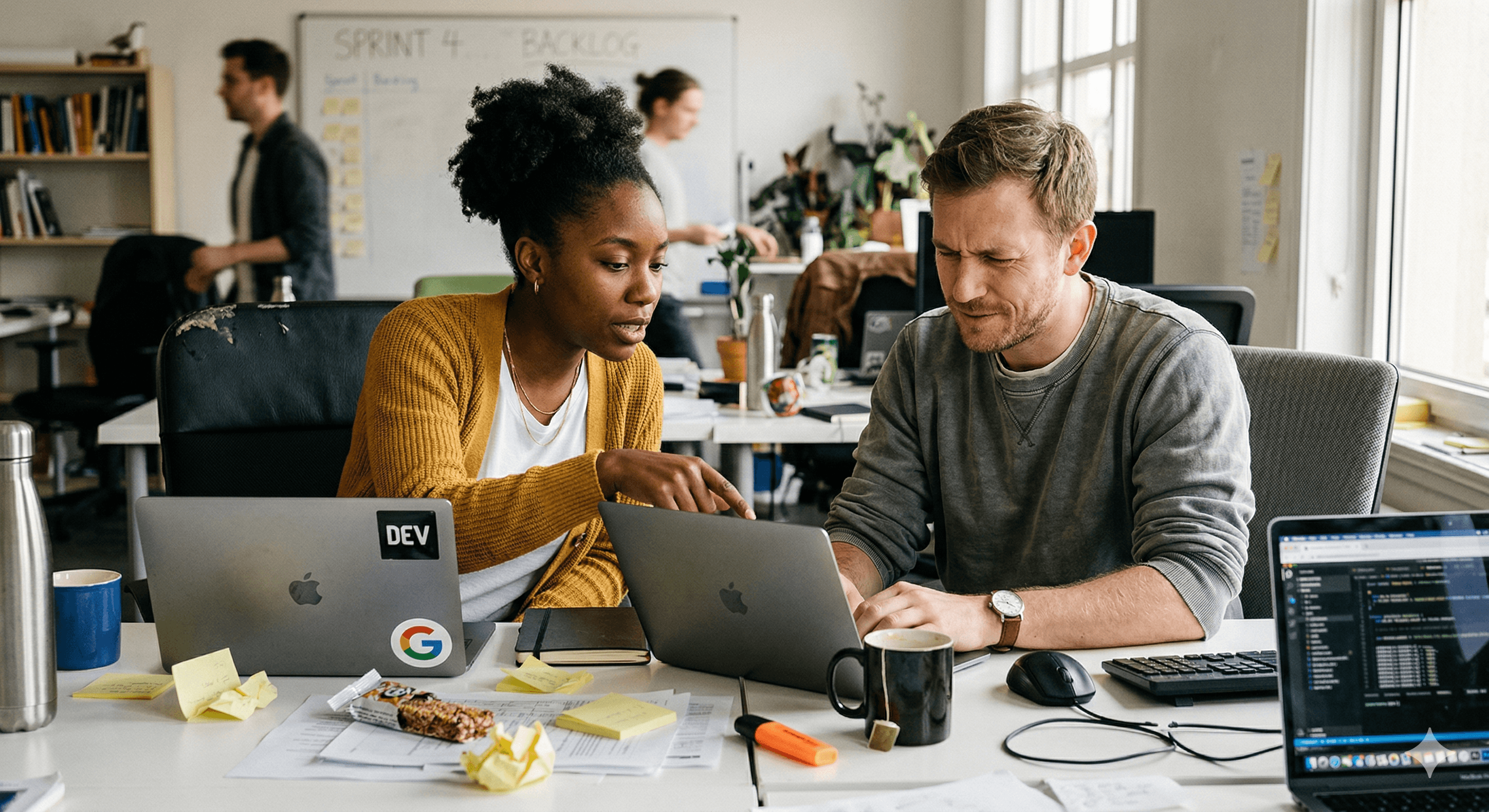 Team collaborating on AI upskilling workshop